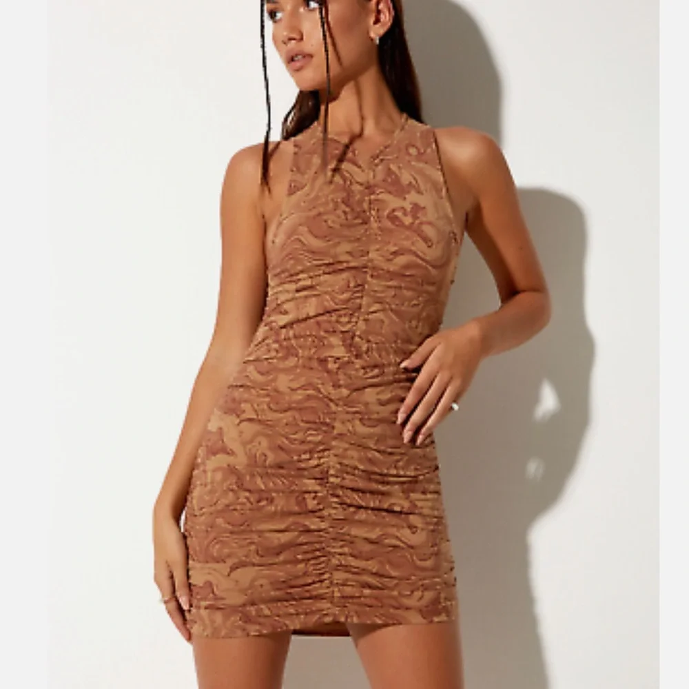 Princess Polly Motel Rocks Aeliran Brown Marble Body-Con Dress